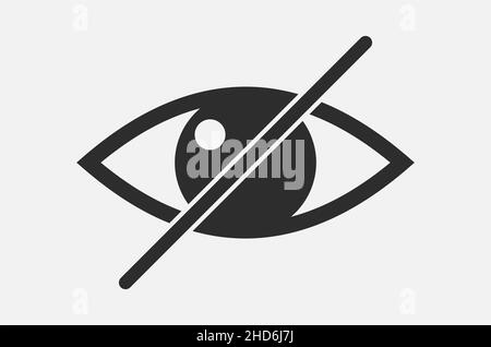 Crossed eye icon, avoid eye contact symbol Stock Vector
