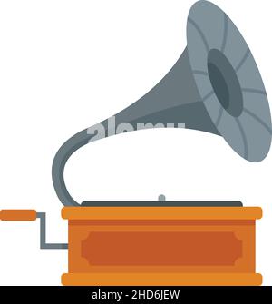 Gramophone icon. Flat illustration of gramophone vector icon isolated on white background Stock Vector