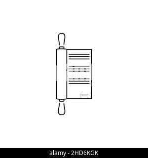 kitchen roller with paper recipe logo design vector graphic symbol icon illustration creative idea Stock Vector