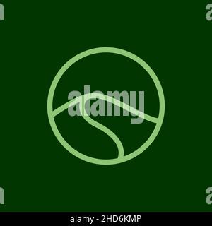 circle green with hill panoramic logo design vector graphic symbol icon illustration creative idea Stock Vector