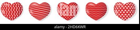 Set of 3D hearts with different design Stock Vector