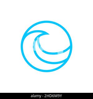 abstract blue circle with wave line minimalist logo design vector graphic symbol icon illustration creative idea Stock Vector