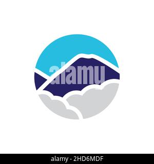 circle sky with mountain and cloud abstract blue logo design vector graphic symbol icon illustration creative idea Stock Vector