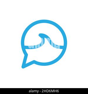 waves with bubble chat talk logo design vector graphic symbol icon sign illustration creative idea Stock Vector