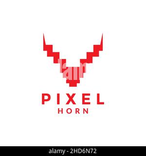 animal horn pixel logo design vector graphic symbol icon illustration creative idea Stock Vector