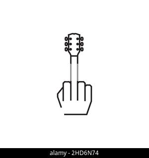 guitar with finger logo design vector graphic symbol icon illustration creative idea Stock Vector