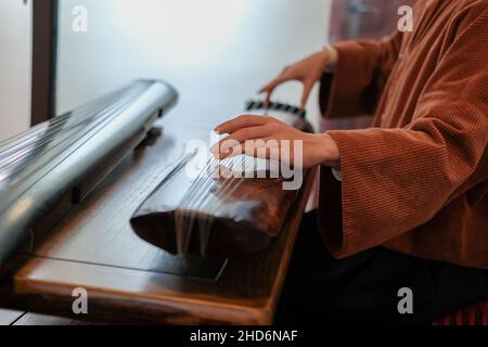 Chinese traditional musical instrument, guqin Stock Photo
