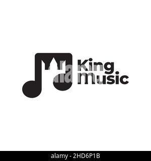 note music with crown logo design vector graphic symbol icon sign illustration creative idea Stock Vector