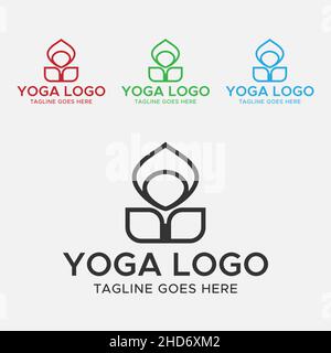 Yoga logo. Meditation logo.Red, green, blue and black color abstract logo. Stock Vector