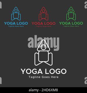 Yoga logo. Meditation logo.Green, red, blue and white color abstract logo. Stock Vector