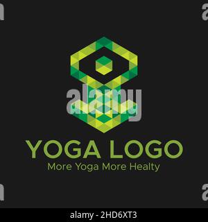 Yoga logo. Meditation logo.Green and yellow color abstract logo. Triangle shape. Stock Vector