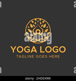 Yoga logo. Meditation logo.Golden color abstract logo. Circle shape. Stock Vector