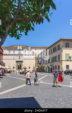 Piazza della Liberta 'square; Pontifical Palace, Castel Gandolfo, Lazio, Italy, Europe Stock Photo