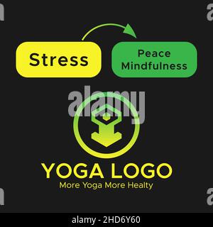 Yoga logo. Meditation logo.Green and yellow gradient color abstract logo. Circle shape. Stock Vector