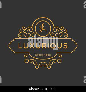 Vintage style elegant floral word mark logo.Luxury Vintage Ornament. Golden color letter logo. Alphabet logo. Stock Vector