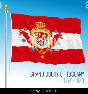 Grand Duchy of Tuscany historical flag, Tuscany, Italy, ancient preunitary country, 1815 - 1860, vector illustration Stock Vector