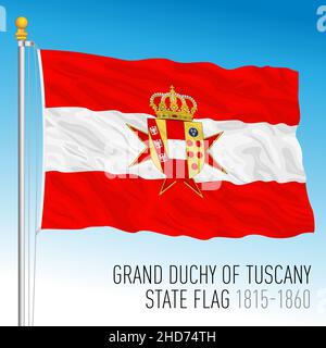 Grand Duchy of Tuscany historical state flag, Tuscany, Italy, ancient preunitary country, 1815 - 1860, vector illustration Stock Vector