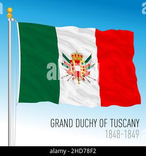 Grand Duchy of Tuscany historical state flag, Tuscany, Italy, ancient preunitary country, 1848 - 1849, vector illustration Stock Vector