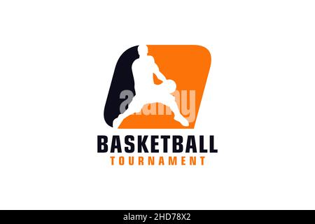 Letter Q with Basketball Logo Design. Vector Design Template Elements for Sport Team or Corporate. Stock Vector