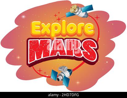 Explore Mars word logo design illustration Stock Vector