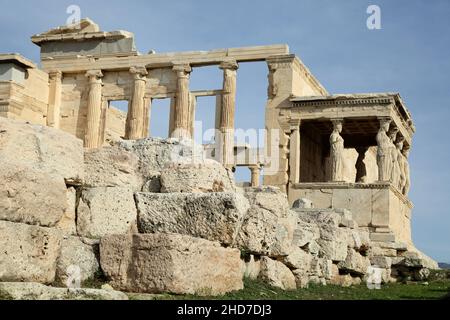 The Acropolis of Athens is an ancient citadel located on a rocky outcrop above the city of Athens and contains the remains of several ancient