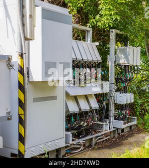 A large industrial electrical cabinet outdoors Stock Photo