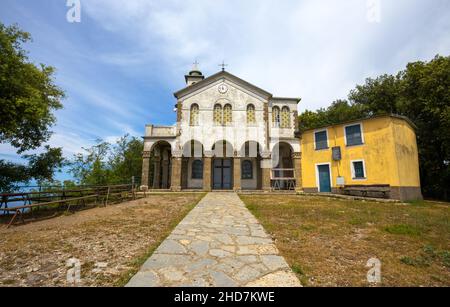 View of Sanctury of Caravaggio, in the municipality of Rapallo, Genoa province, Italy Stock Photo