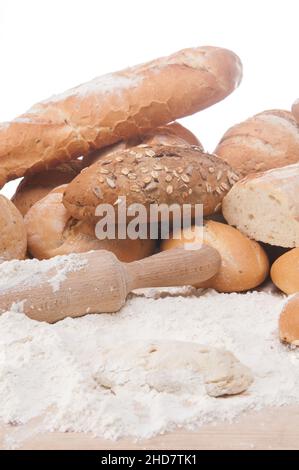 different types of artisan bread just out of the oven Stock Photo