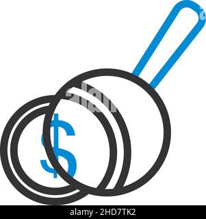 Magnifying Over Coins Stack Icon. Editable Bold Outline With Color Fill Design. Vector Illustration. Stock Vector