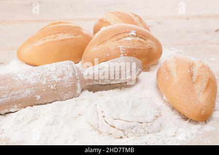 different types of artisan bread just out of the oven Stock Photo