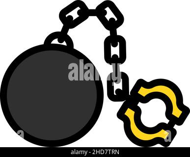 Fetter With Ball Icon. Editable Bold Outline With Color Fill Design. Vector Illustration. Stock Vector