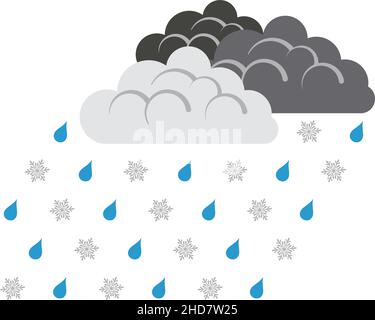 Rain With Snow Icon. Flat Color Design. Vector Illustration. Stock Vector