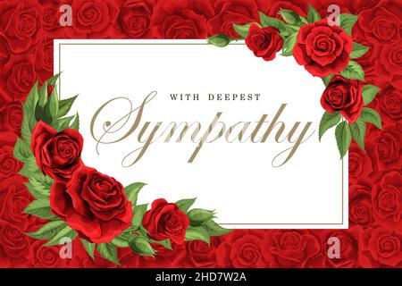 Condolences sympathy card or strict style postcard vector template Stock Vector