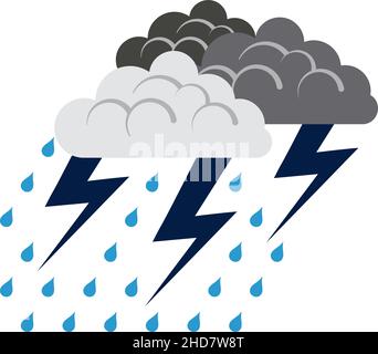 Thunderstorm Icon. Flat Color Design. Vector Illustration. Stock Vector