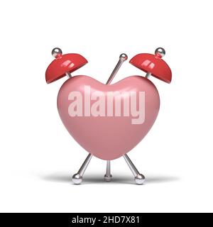 Heart shape alarm clock concept. 3D illustration. Stock Photo