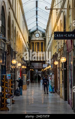 Paris, France - March 3, 2021: Passage Choiseul is one of the covered passages of Paris, France located in the 2nd arrondissement Stock Photo