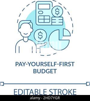 Pay-yourself-first budget turquoise concept icon Stock Vector