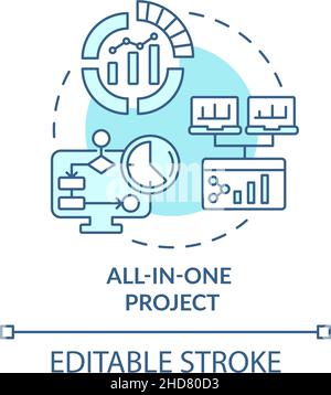 All-in-one project turquoise concept icon Stock Vector