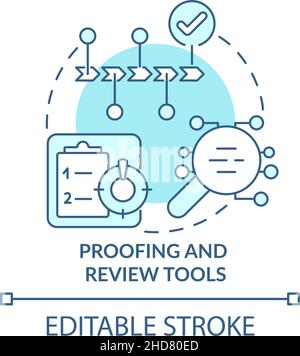Proofing and review tools turquoise concept icon Stock Vector
