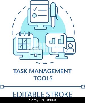 Task management tools turquoise concept icon Stock Vector