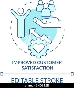 Improved customer satisfaction turquoise concept icon Stock Vector