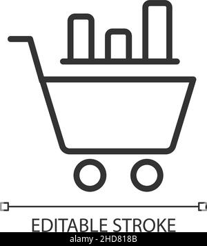Data mining in retail industry linear pixel perfect icon Stock Vector