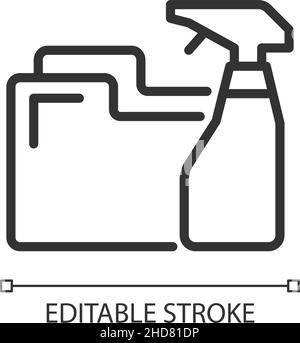 Data cleaning linear pixel perfect icon Stock Vector