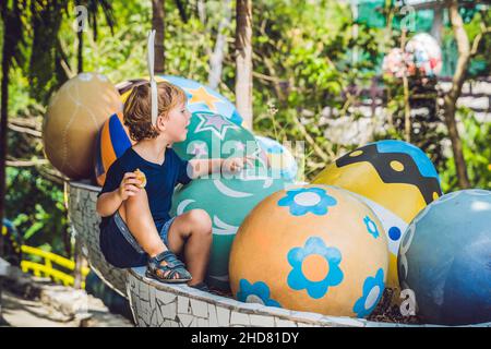 Colorful Easter Eggs And White Heart With Copy Space On Old Cracked 