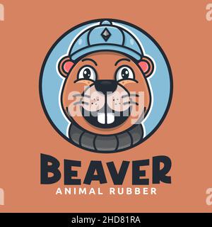 CUTE BEAVER SUITABLE FOR MASCOT LOGO, ICON, STICKER AND PRINT DESIGN Stock Vector