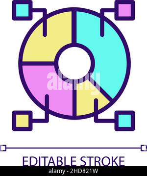 Data set analytics RGB color pixel perfect icon Stock Vector