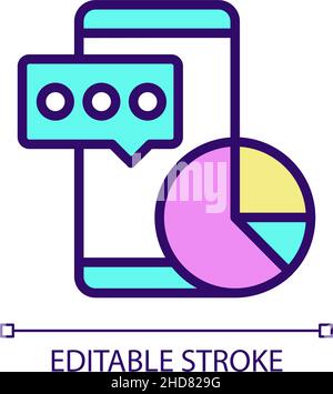 Data mining in social media RGB color pixel perfect icon Stock Vector
