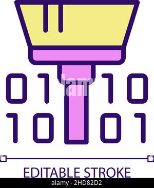 Cleaning dataset tool RGB color pixel perfect icon Stock Vector