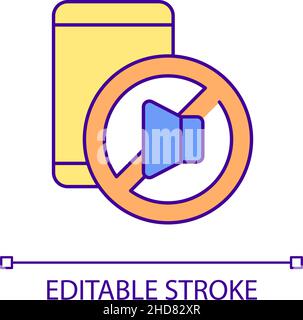 Silent mode on phone RGB color icon Stock Vector