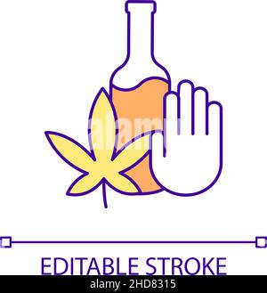 Cope with alcohol and drugs dependence RGB color icon Stock Vector